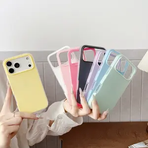 Fashion Dual Layer TPU PC Inside Cute Jelly Candy Color Phone Case for iPhone 17 Air 16 15 14 13 Plus 12 Pro Max Shockproof Cover Cool and Bouncy to the Touch Protective Design