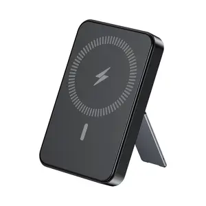 10000mAh Magnetic Power Bank - Rechargeable Battery Pack, Compact Portable Charger with Foldable Stand, LED Digital Display, Durable Lithium Core, Simultaneous Charging for Smartphones & Devices, USB/Cable Compatible Travel Gadget