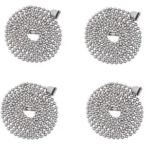 Mandala Crafts Ceiling Fan Metal Beaded Pull Chains, Light String Extensions with Connectors; Pack of 4 (3 Feet Each Chain 3mm Size 6, Silver Tone)