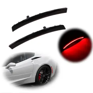 2PCS Smoke Lens Red LED Rear Side Marker lamps Lights for 2014 2015 2016 2017 2018 2019 Chevy Corvette C7,Replace OEM 22771196;22771197