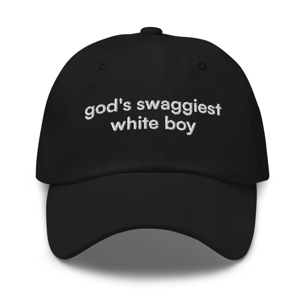 God's Swaggiest White Boy Funny Dad Hat | Unhinged Silly Meme Hat | Play That Funky Music God Forbid Sayings
