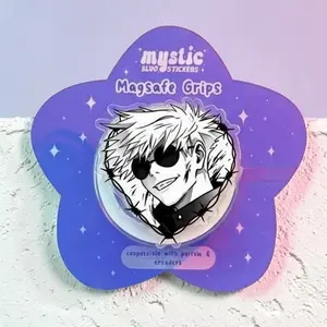 Magnetic Phone Grip Gojo Satoru Sunglasses, Kindle Holder Magsafe Compatible, Cool Edgy Anime Aesthetic Print, Removable Strong Magnet Gift for Anime Lovers.