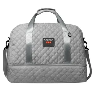 OCEBGO Large Capacity Lightweight Duffel Bag, Rhombic Lattice Design with Multiple Pockets, Water-Resistant Travel Gym Sports Weekender