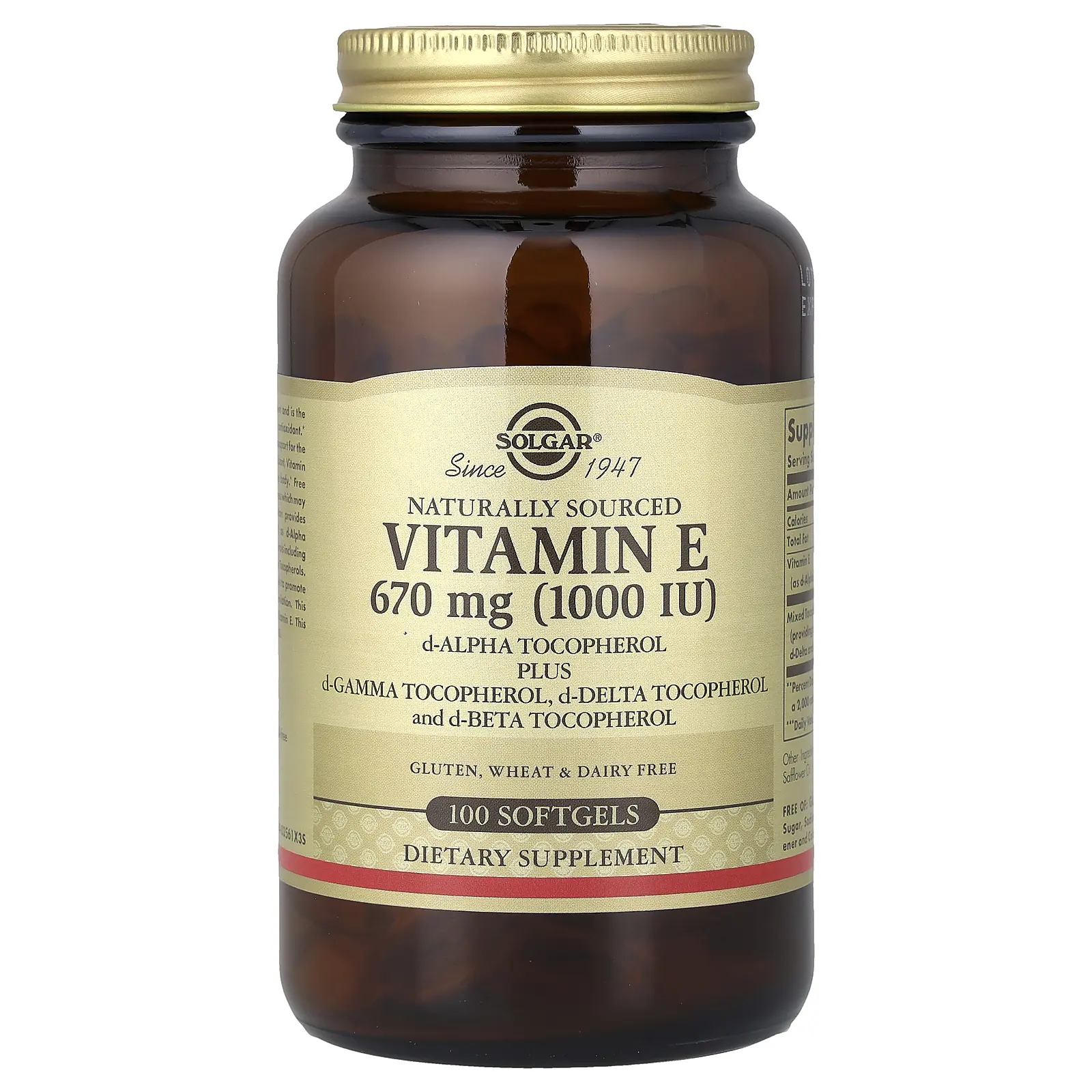 Solgar Vitamin E, 100 Softgels