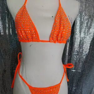 Sexy Orange Rhinestone Bikini (Glow) for Women - Perfect for Beach and Pool - Panties, Womenswear