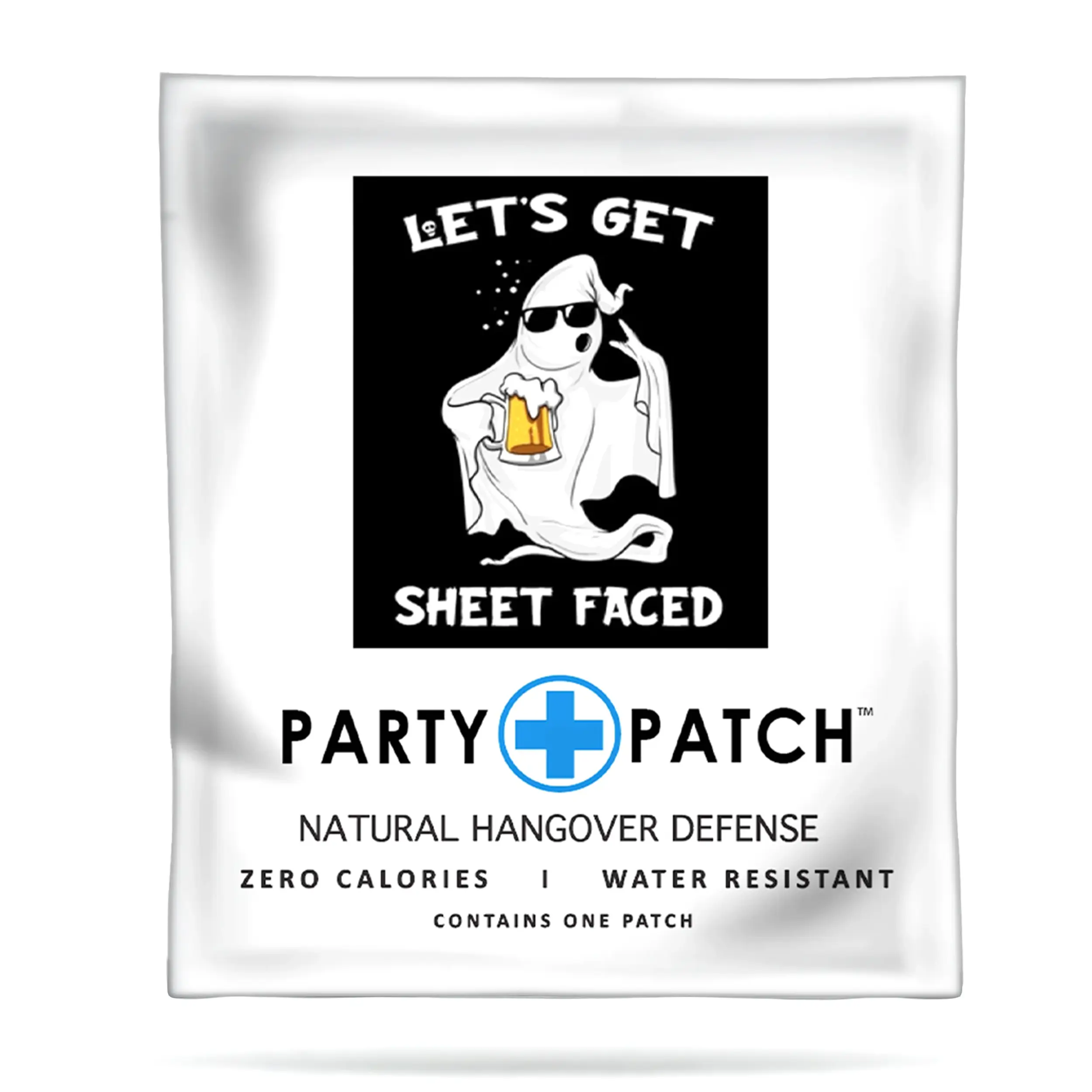 Party Patch - Let's Get Sheet Faced Patch Water-Resistant Patch, Recovery Sticker, Party Attire Accessory for Celebrations and Nights Out