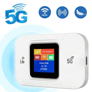 White 5G/4G LTE Portable WiFi Hotspot Router, Mobile Hotspot, Wireless WiFi Hotspot, 300Mbps high-speed transmission, Connects up to 10+ devices, Easy installation, portable and compact, Suitable for travel, car, camping, business, RV in all scenarios