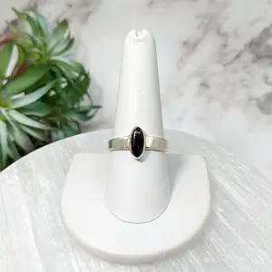 Moldavite Sz 10 Polished Oval Ring #LV5114