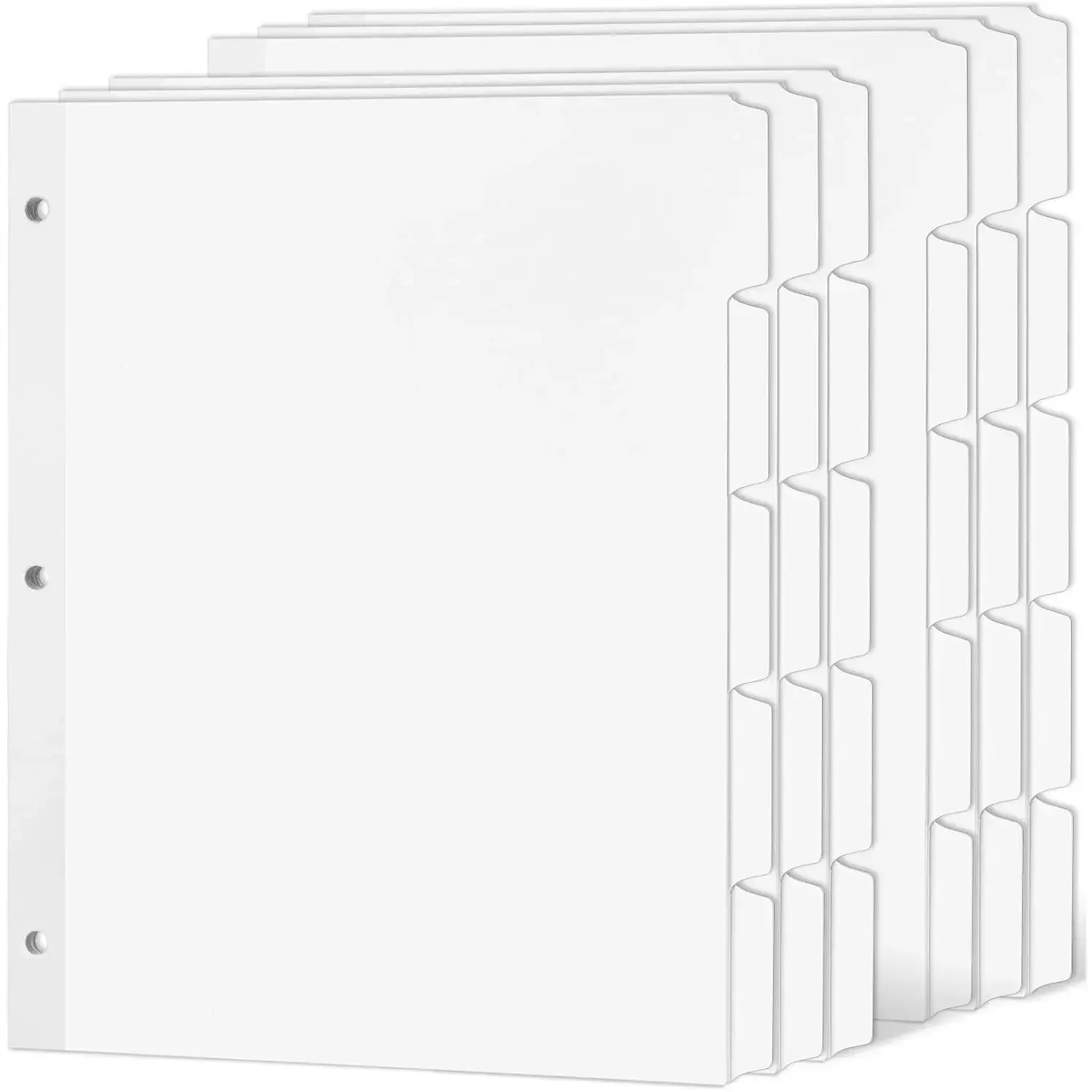 Blank Writable Binder Dividers, 1/5 Cut Tabs, 3 Hole Punch Dividers with Reinforced Edge, Binder Dividers with Tabs, Letter Size, 6 Sets, 30 Dividers, White