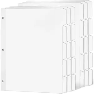 Blank Writable Binder Dividers, 1/5 Cut Tabs, 3 Hole Punch Dividers with Reinforced Edge, Binder Dividers with Tabs, Letter Size, 6 Sets, 30 Dividers, White