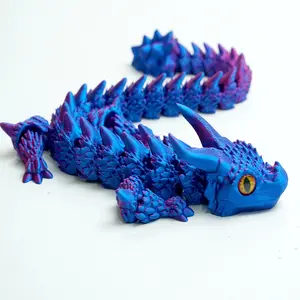 3D printed cow horn dragon model toys, flexible joint animal doll statues, home and office desk decorations, holiday surprise gifts