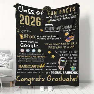 2026 Graduation Gift Blanket, Graduation Gift for Him, Boys, 2026 Graduation Commemorative Blanket – Fun Commemorative Data, Fun Facts Blanket, Fun Inspirational Graduation Gifts, Cozy Plush, Soft Cozy Blanket