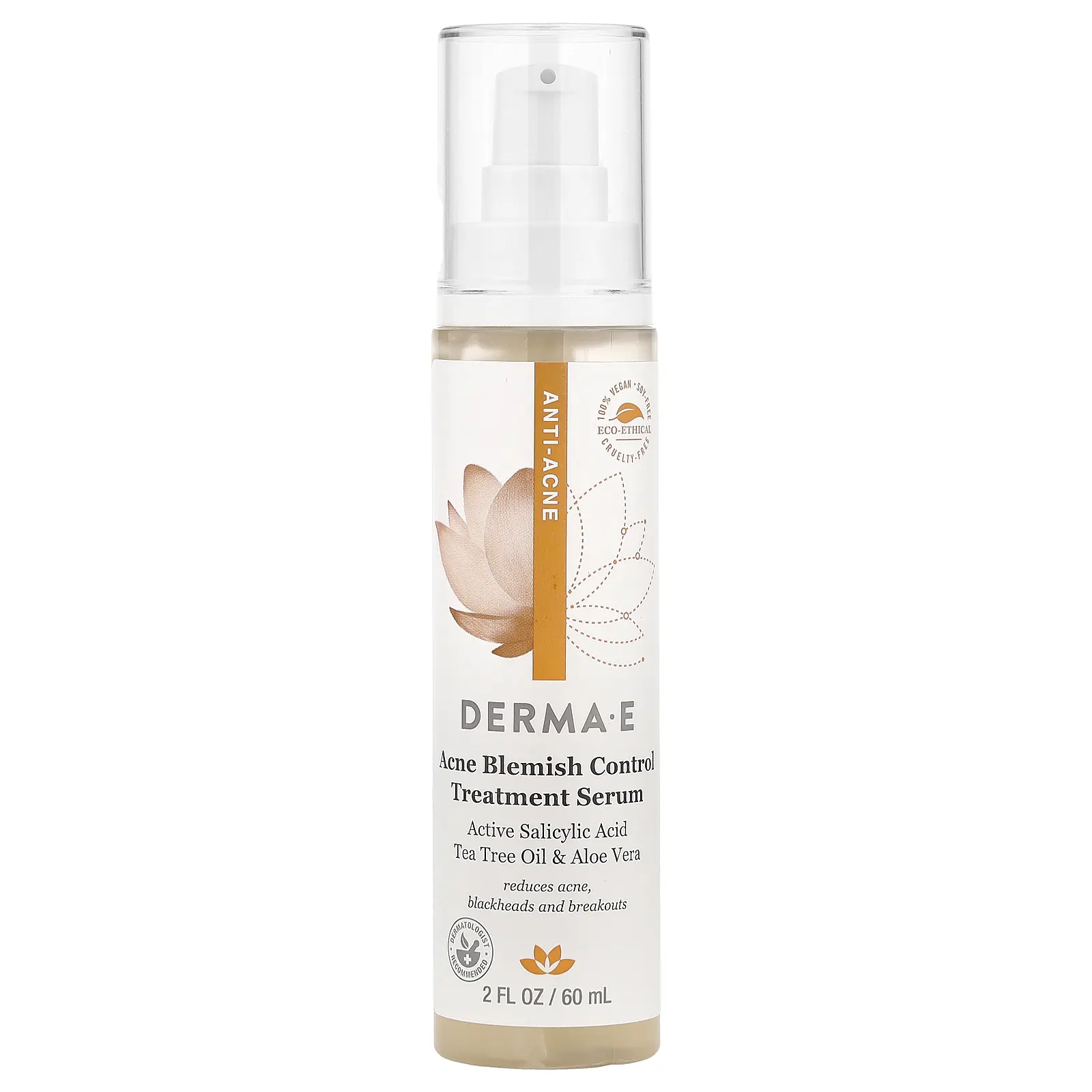 DERMA E Acne Blemish Control Treatment Serum, 2 fl oz (60 ml)