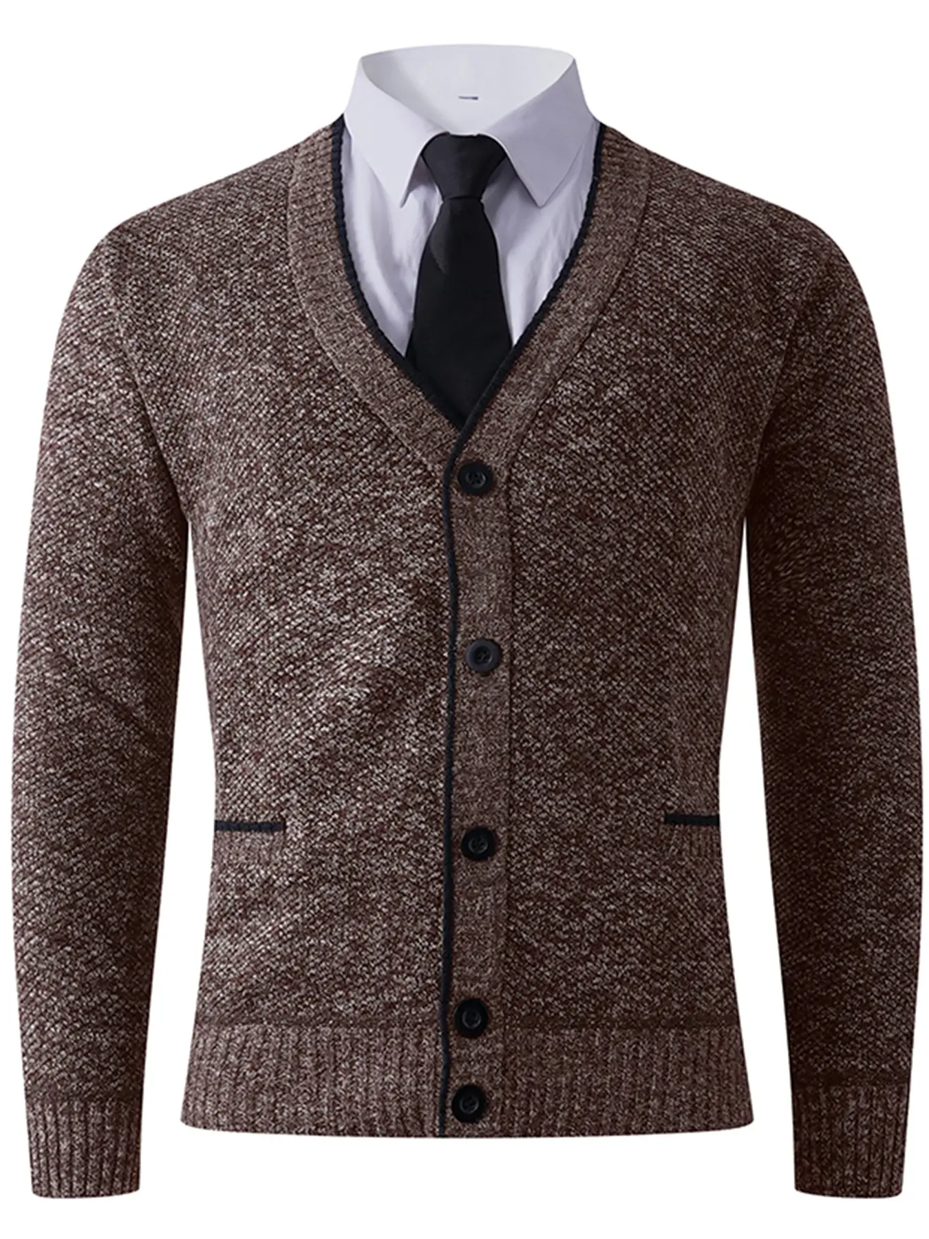 Men's V-Neck Knit Cardigan, Classic Single Button Front, Practical Pockets, Ribbed Hem, Casual Long Sleeve Sweater Jacket