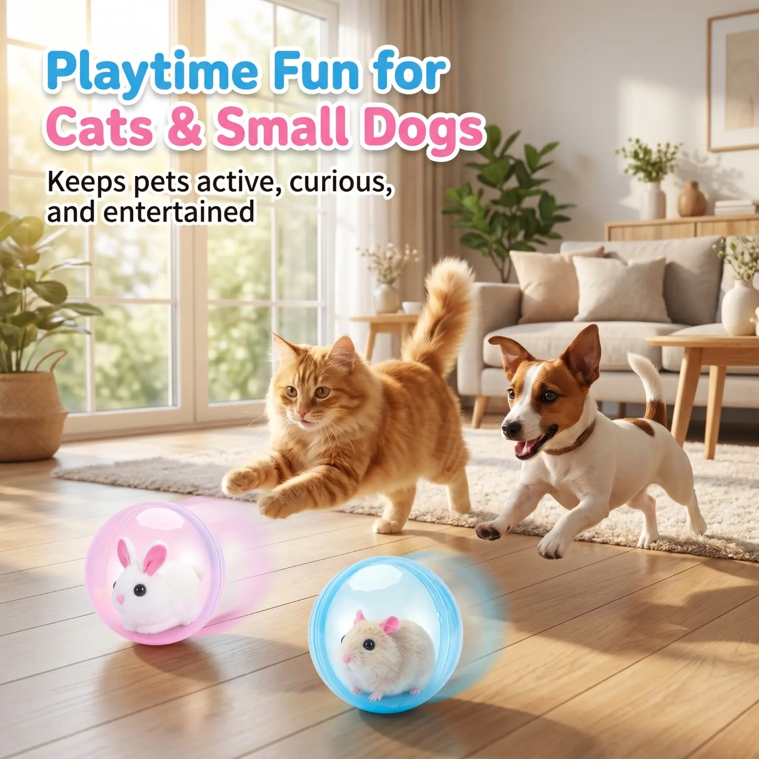 Viral Smart Rolling Hamster Ball Cat Toy, Interactive Automatic Cat Ball with Intelligent Obstacle Avoidance, Battery Operated Pet Play Toy, Entertaining Exercise Ball for Bored Indoor Kittens & Cats