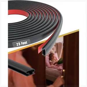 23Ft Rubber Weather Stripping Door Seal Strip for Door & Window, Self-Adhesive Backing, Large Gap (from 1/10 inch to 11/50 inch), Rubber Seal Strip for Door Insulation, Easy Cut to Size - Black