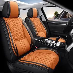 5-Seats Nappa Leather Seat Cover Full Set Front Rear Protector Cushion For SUV Sedans Trucks