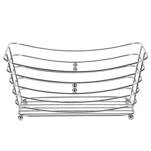 Wire Towel Basket with Chrome Ball Feet - Durable Steel Storage Basket for Hand Towels, Toiletries, and Kitchen Fruits - Versatile Design