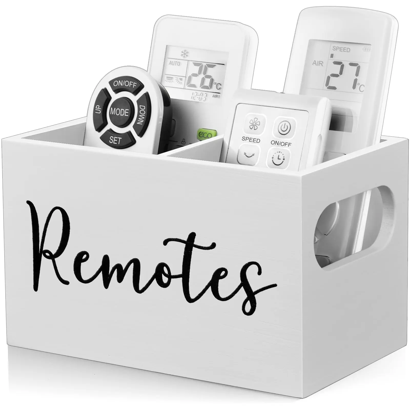 Remote Control Holder, 1 Count Wooden 2-grid Desktop Storage Box, Remote Control Storage Box for Home Office Dormitory, Desk Organizer Tidy