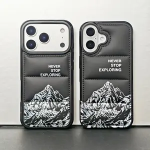 Premium down-filled phone case, compatible with iPhone 17/16/15/14/13 Pro/Plus/Pro Max. Features a textured 3D surface for a superior feel. Stylish and creative design, drop and shock resistant, unisex.