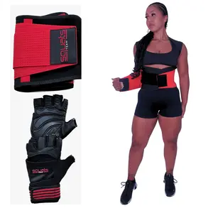 SquatsTeam - COMBO - Women's Waist Trainer Gym Belt + Lifting Gloves + Gym Hat Performance Combo for Lumbar Support & Core Stability - Save $37