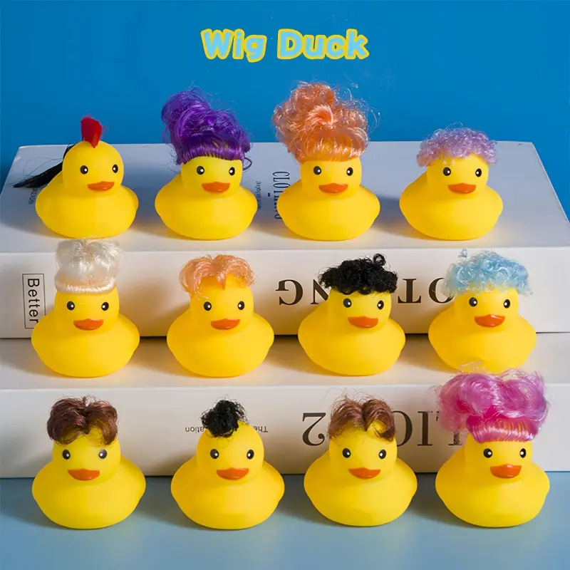 Wig Accessory Rubber Duck - 0+ Years Play Item for Boys & Girls, Summer Beach-Pool Floating Toy, Bathroom Fun Gift, Rubber Duck Assortment