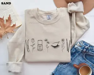 Lash Artist Sweatshirt, Lash Tech Floral Crewneck, Minimalist Wildflower Lash Boss Sweatshirt, Local Lash Plug, Esthetician Sweatshirt