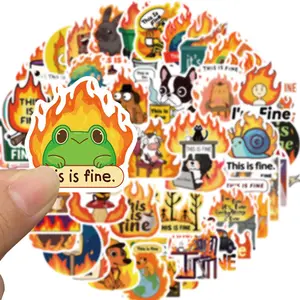 Trash Can Fire Sticker, 50pcs/set Funny Fire Warning Sticker, Vinyl Decals, Waterproof Durable Sticker, Gift Sticker for Hydro Flask, Laptop, Water Bottle, Sticker for Kids, Toddlers, Teens, Funny Stickers, Sticker Packs