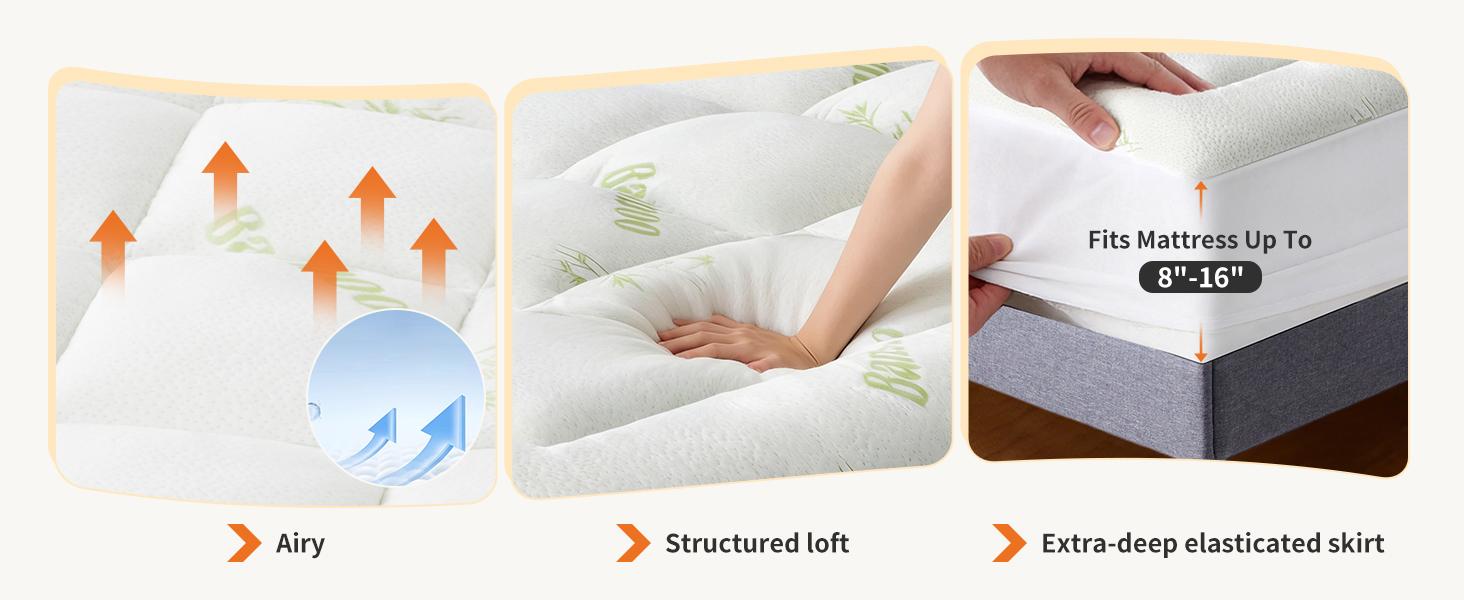 CloudNest mattress topper structured loft and deep elasticated skirt fit
