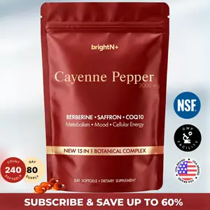 Cayenne Pepper Supplement 240 Softgels - Heart Health, Leg Vein, Blood Vessel Health, Energy, 15-in-1 Botanical Complex with Berberine, Saffron, D3+K2