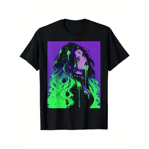 Cybergoth Cybercore Grunge Punk Goth Alt Anime Manga T-Shirt, 100% Cotton, 180G Fabric Weight, Casual Holiday T-Shirts for Men And Women Are The Perfect Gift for Friends And Family, S-XXXL, Black