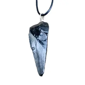 Megalodon Tooth Fragment Pendant Necklace - Authentic Fossil Jewelry with Unique Design