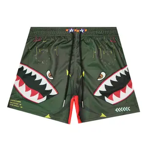 Warhawk Mesh Shorts, Fierce Bird Graphic Streetwear, Military Inspired Aesthetic Breathable Athletic Summer Drawstring Casual Gym Shorts Unisex