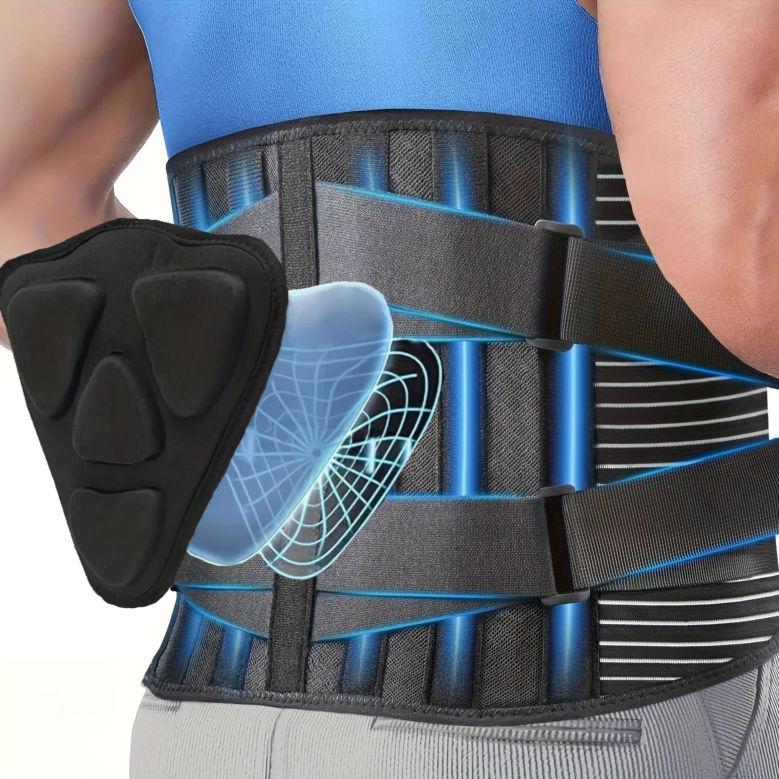 Unisex 5XL Plus Size Robust, Breathable Adjustable Lumbar Support Belt - Waist Brace for Work, Gym, Healthcare Use - Posture Correcting Waist Wrap Squat Support Fitness Accessory