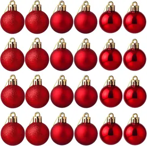 GOOTRADES Set of 24 Mini Shatterproof Christmas Balls Tree Ornaments Party Decoration, 3Cm/1.18Inch (Red) RAYNAG