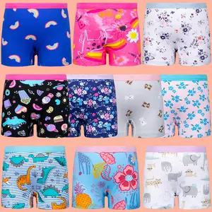 10 Pack Girls' Boxer Briefs, Toddler 100% Cotton Underwear with Cartoon Prints, Soft & Breathable Kids Underpants