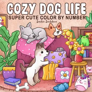 Cozy Dog Life Color by Number: Super Cute Coloring Book for Adults and Teens featuring Cute Little Puppy Moments