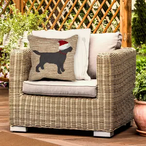 Lush Decor FRONTPORCH Indoor/Outdoor Handmade Pillow - Traditional Geometric Festive Animal Accent  (Christmas Dog)