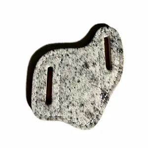Salt and Pepper Cowhide Pancake Sheath - Premium Leather trapper Knifeholder Kitchen Storage