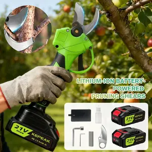 【FathersDayGift】Cordless Electric Pruning Shears, 30mm (1.18") Cutting Diameter, SK5 Steel Blade, 13000mAh Rechargeable Lithium Battery, Lightweight Handheld Power Pruner Quick Charger for Tree Trimming Branch Cutter, Green