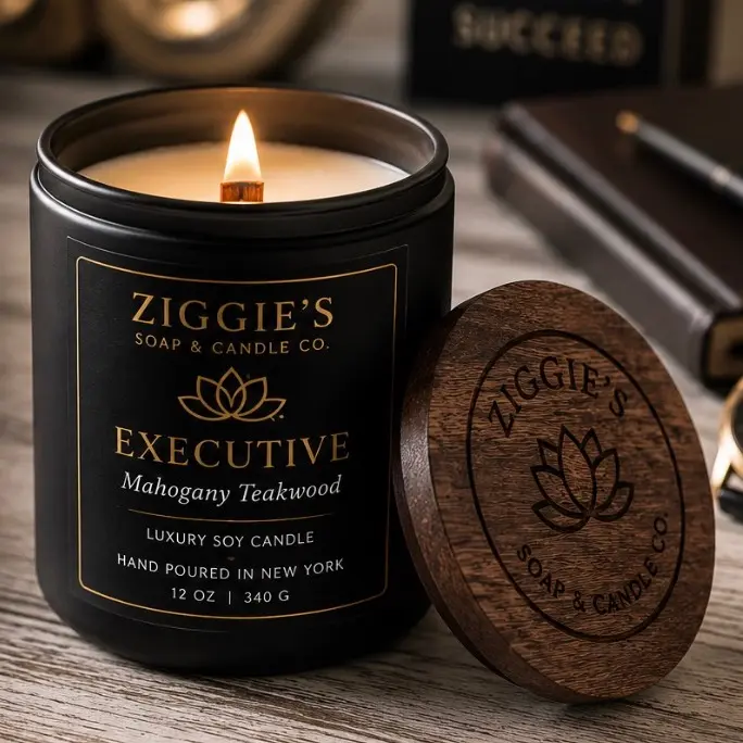 Executive Mahogany Soy Wax Candle - 12 oz