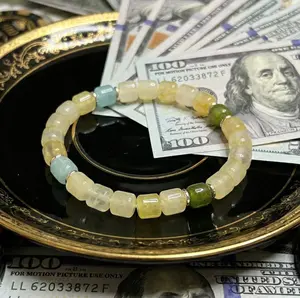 Father's Day Sale Wealth & Calm Energy Bracelet Natural Citrine Blue Green Crystal November Birthstone Jewelry for Men Women,Elegant Jewelry Gift for her him