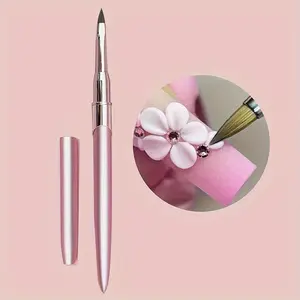 Cutics 3D Nail Brush Pink Metal UV Gel Carving Sculpture Pen for Flower Painting Non-Slip Handle Nail Beauty Tool Accessories