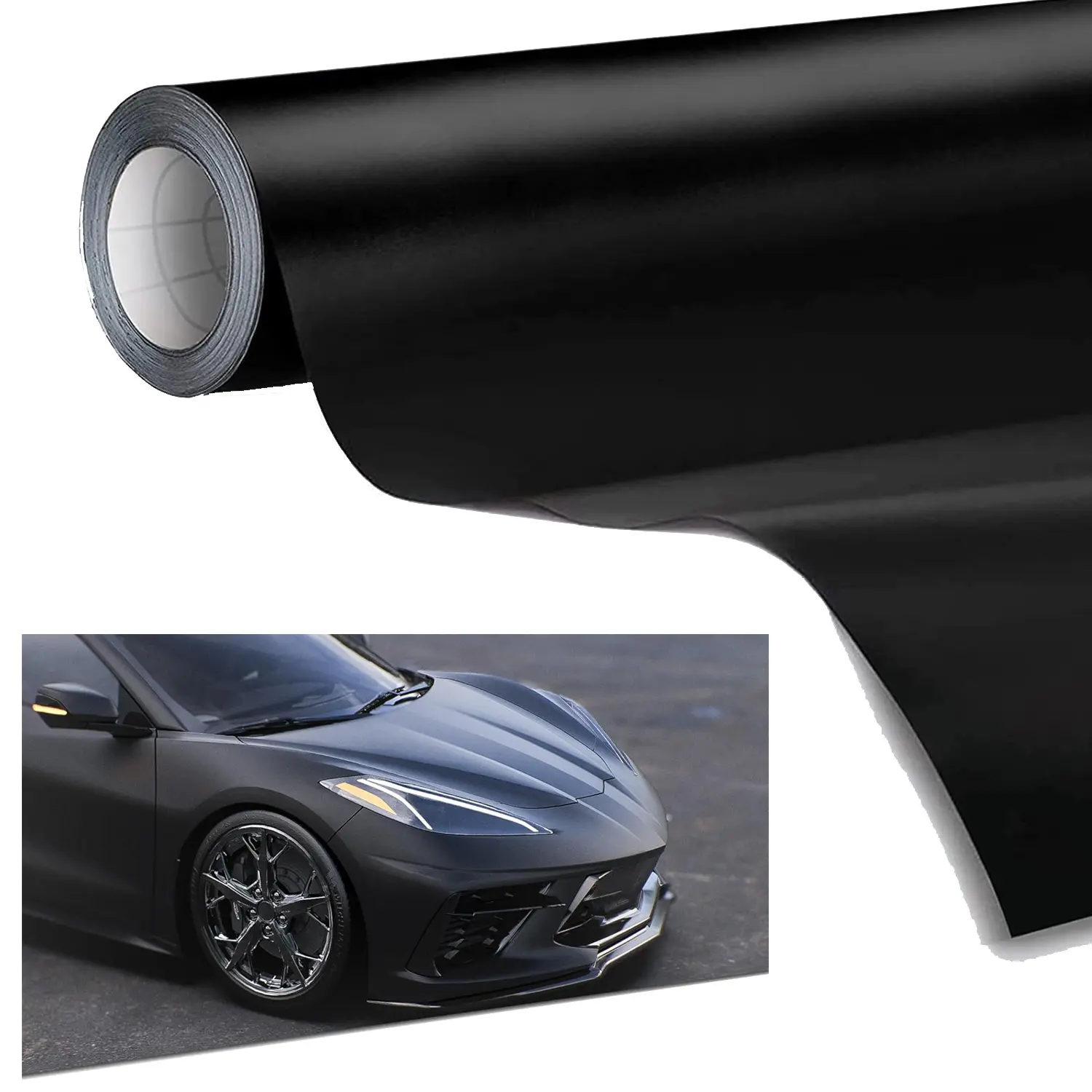 60" x 12" Universal Black Vinyl Wrap Air Release Film for Cars Motorcycles Laptops Furniture,Matte Black Car Wrap Vinyl Roll,UV-Resistant Easy Application Bumper Sticker