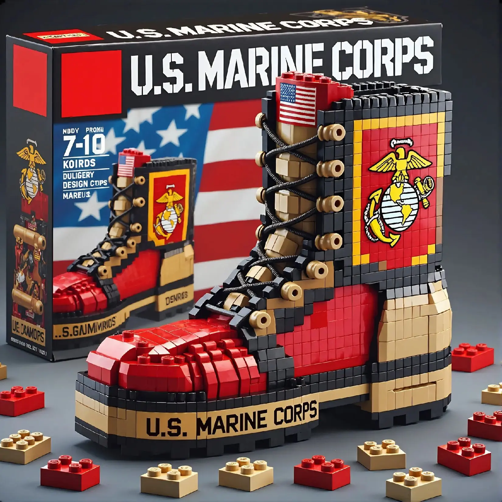 Customizable building block military boots, small-piece military assembly toy, educational gift for boys, a great gift choice, customizable