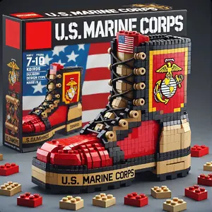 Customizable building block military boots, small-piece military assembly toy, educational gift for boys, a great gift choice, customizable BeyBattle Set with Launchers Sensory Simulated Plum Squishy Doll Ball Joints and Hand