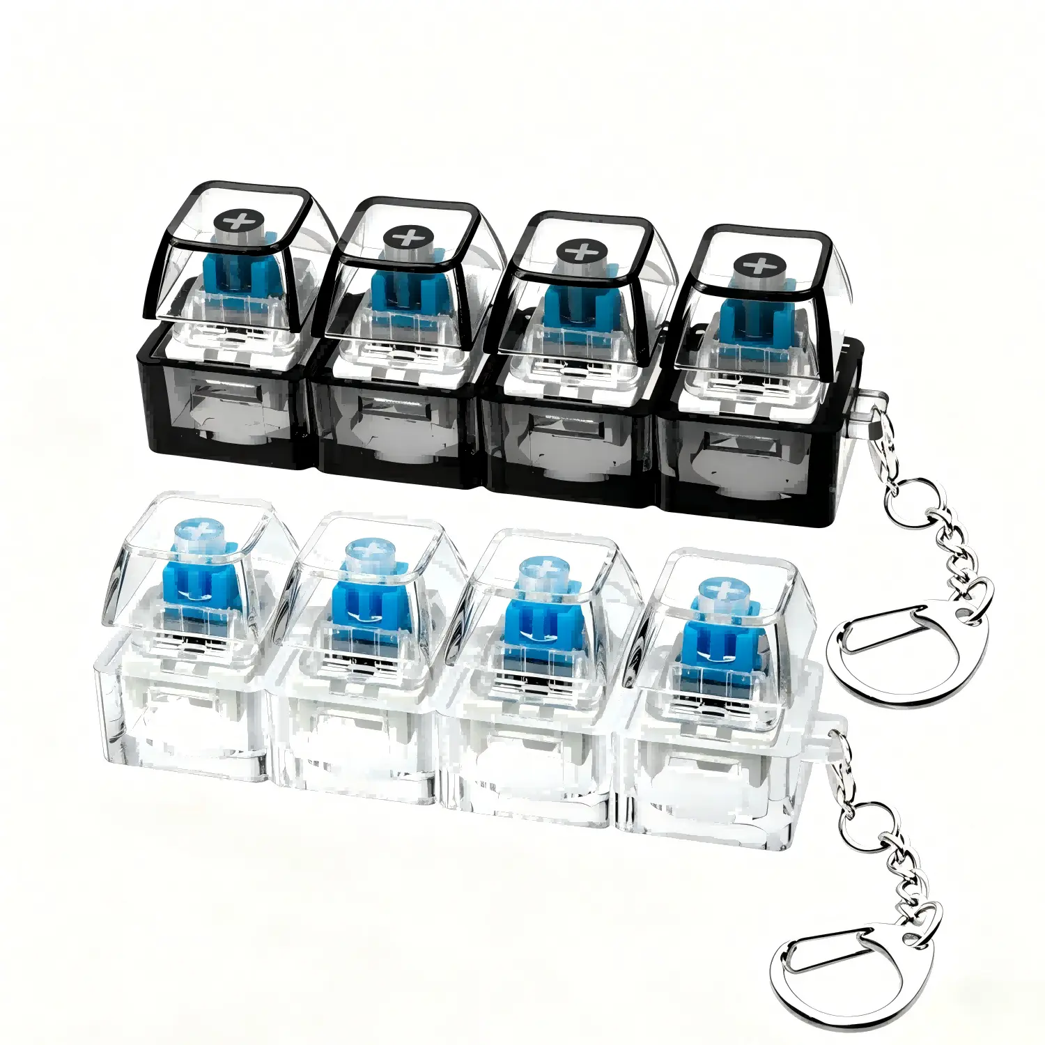 4-in-1 Smooth Mechanical Keyboard Fidget Toy Keychain - Lightweight DIY Toy, Detachable Keys, Swappable Keycaps, Clicky Buttons, Stress Reliever Sensory Tool for Adults, Office Focus Accessory (Great for Friends Gifting), Abs