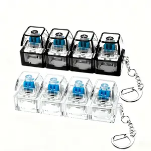 4-in-1 Keyboard Clicker Fidget Toy Keychain, Mini Mechanical Keyboard with Swappable Keycaps, Clicky Buttons, Sensory Decompression Stress Relief Tool for Adults, Office Desk Focus Accessory, Clicker Fidget Toys