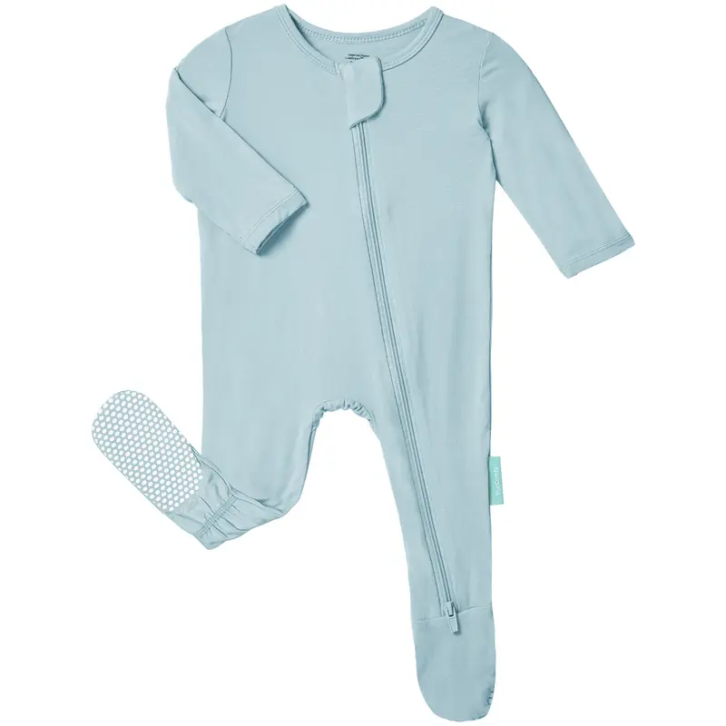 PurComfy LLC Supersoft 96% Rayon Derived from Bamboo Long Sleeve Footed Baby Zipper Footie - Newborn Pajamas, Eczema-Soothe Crewneck, Unisex 0-24 Months, Premium Soft Sleepwear, Wardrobe Essential, Bamboo Fiber Bodysuit