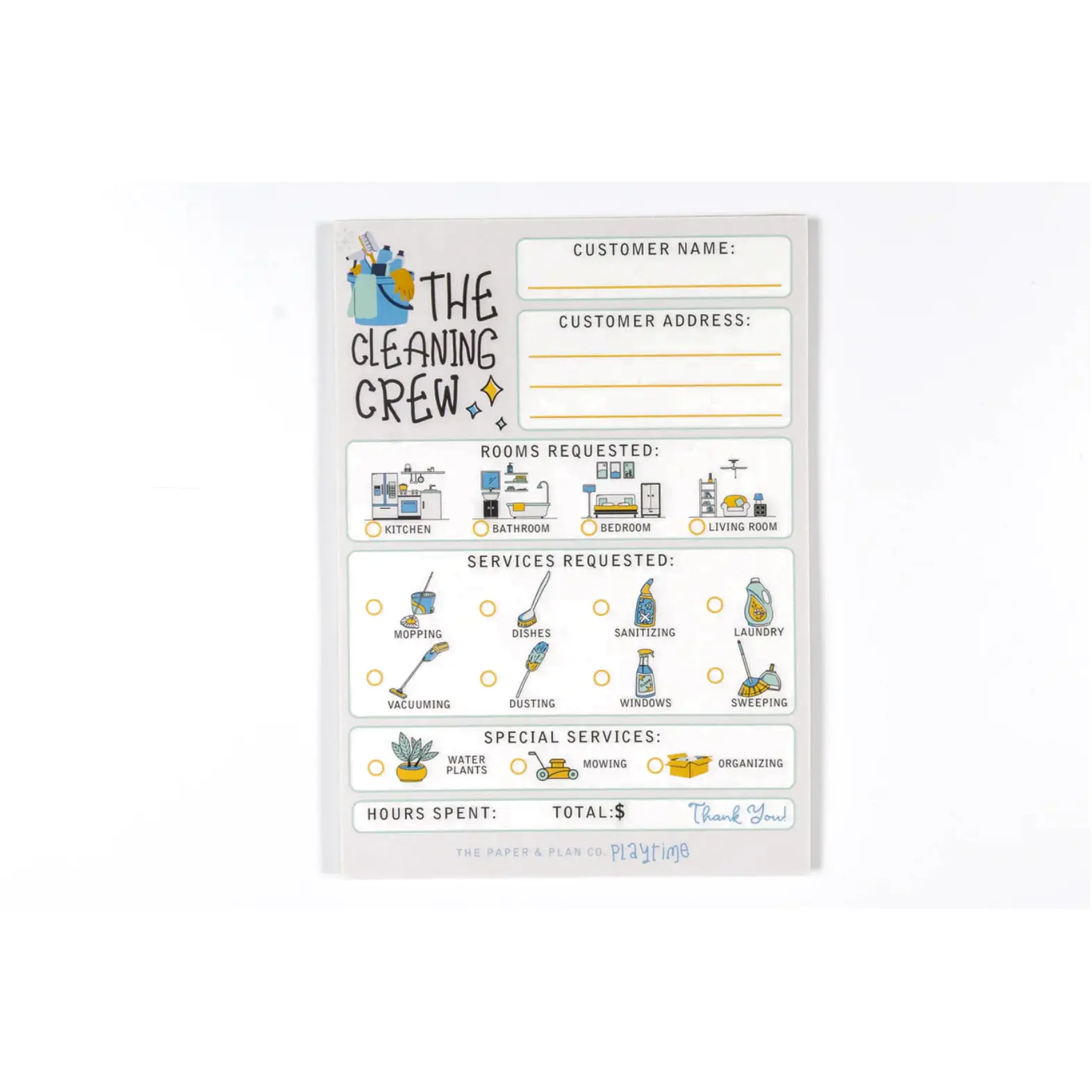 Cleaning Crew Playtime Pads for Pretend Play 5"x7" Notepad with 50 Sheets for Kids' Imagination Made in the USA Perfect for Fun Chores and Play